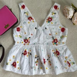 GUC J.Crew Beaded/Sequined Peplum V-neck